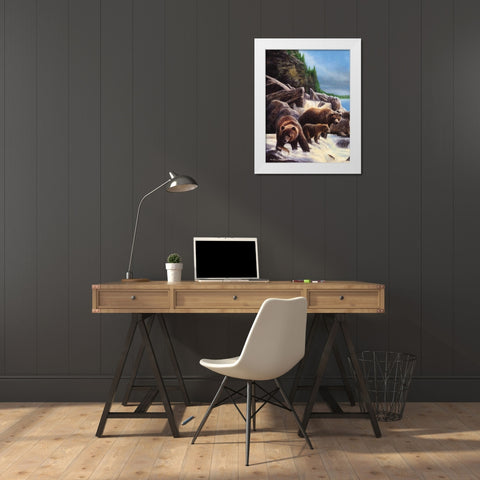 Grizzlies by Falls White Modern Wood Framed Art Print by Daniel, Kevin