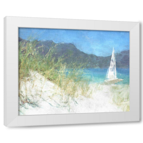 Yacht Waiting White Modern Wood Framed Art Print by Bay, Noah