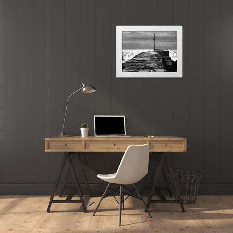 Stone Pier White Modern Wood Framed Art Print by Bay, Noah