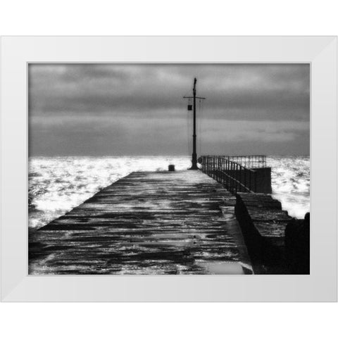 Stone Pier White Modern Wood Framed Art Print by Bay, Noah