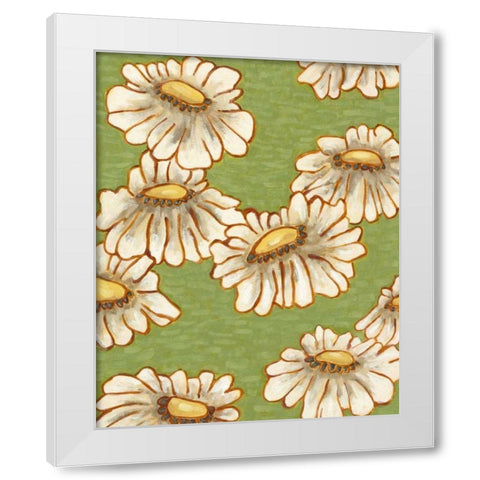Mums on Green I White Modern Wood Framed Art Print by Deans, Karen