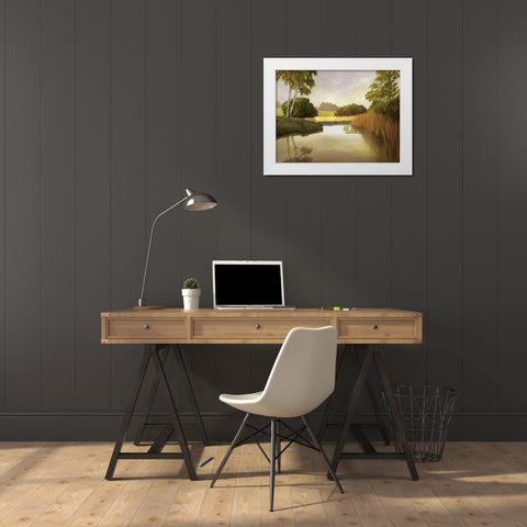 Reeds, Birches and Water I White Modern Wood Framed Art Print by Reynolds, Graham