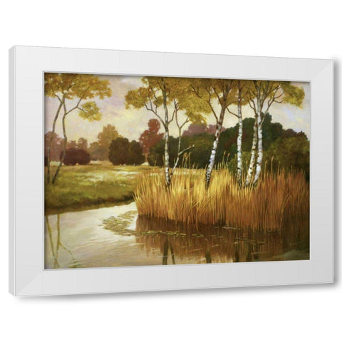 Reeds, Birches and Water II White Modern Wood Framed Art Print by Reynolds, Graham