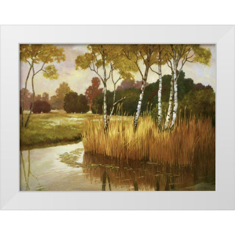 Reeds, Birches and Water II White Modern Wood Framed Art Print by Reynolds, Graham