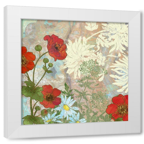 Summer Poppies I White Modern Wood Framed Art Print by Collier-Morales, R.