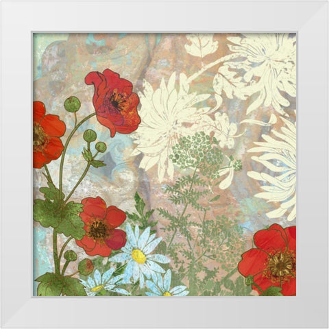 Summer Poppies I White Modern Wood Framed Art Print by Collier-Morales, R.