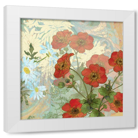 Summer Poppies II White Modern Wood Framed Art Print by Collier-Morales, R.