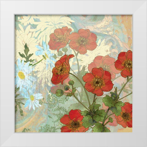 Summer Poppies II White Modern Wood Framed Art Print by Collier-Morales, R.