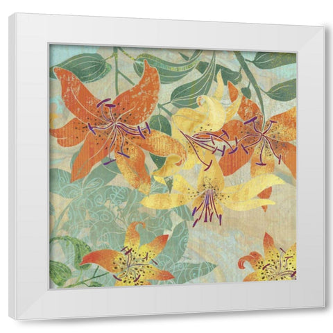 Tiger Lilies I White Modern Wood Framed Art Print by Collier-Morales, R.