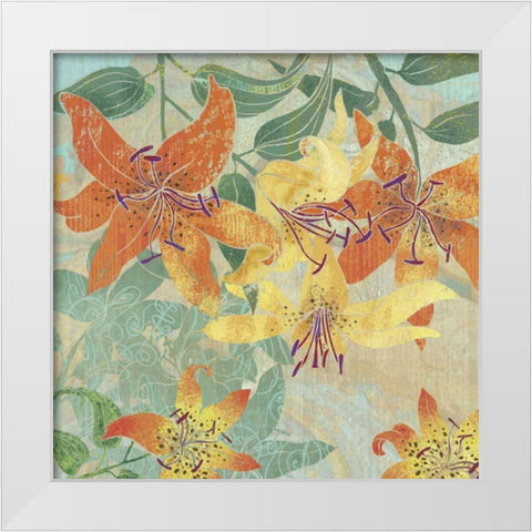 Tiger Lilies I White Modern Wood Framed Art Print by Collier-Morales, R.