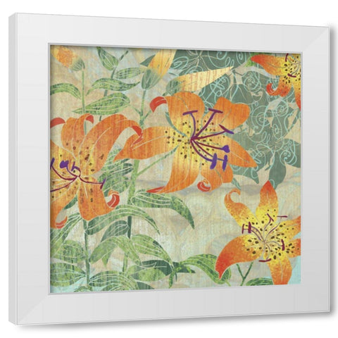 Tiger Lilies II White Modern Wood Framed Art Print by Collier-Morales, R.