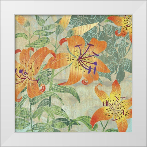 Tiger Lilies II White Modern Wood Framed Art Print by Collier-Morales, R.