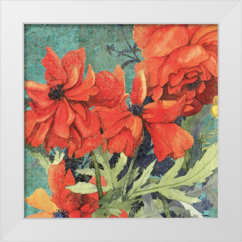 Poppy Play I White Modern Wood Framed Art Print by Collier-Morales, R.