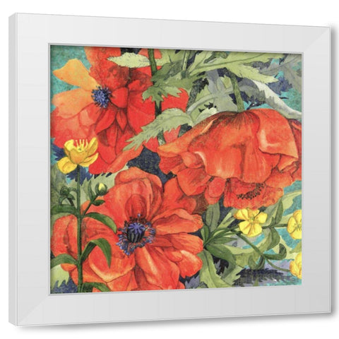 Poppy Play II White Modern Wood Framed Art Print by Collier-Morales, R.