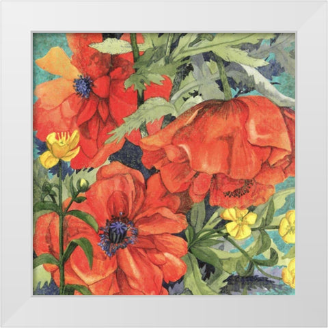 Poppy Play II White Modern Wood Framed Art Print by Collier-Morales, R.