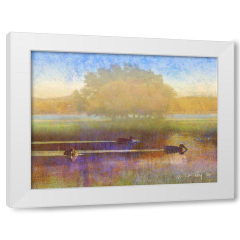Ducks in Soft Mist White Modern Wood Framed Art Print by Vest, Chris