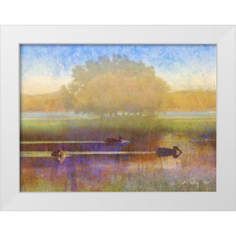 Ducks in Soft Mist White Modern Wood Framed Art Print by Vest, Chris