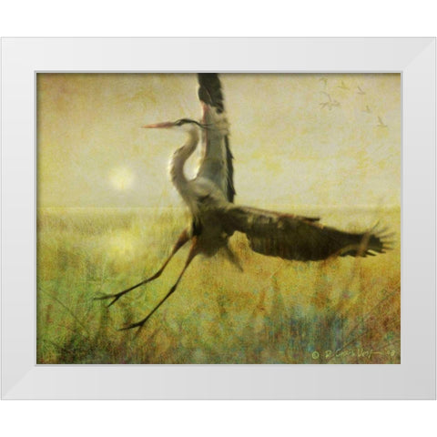 Foggy Heron II White Modern Wood Framed Art Print by Vest, Chris