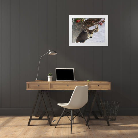Apple Deer White Modern Wood Framed Art Print by Vest, Chris