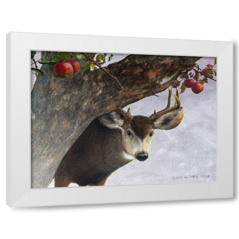 Apple Deer White Modern Wood Framed Art Print by Vest, Chris