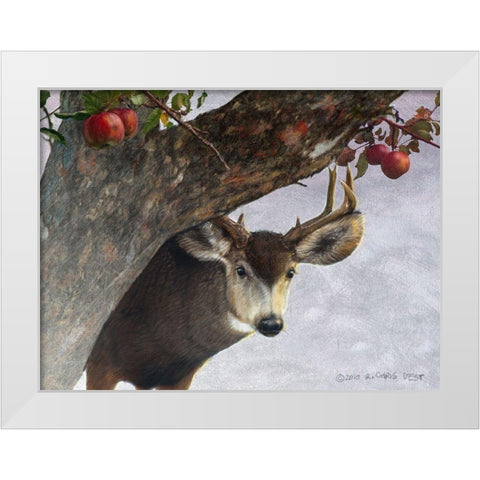 Apple Deer White Modern Wood Framed Art Print by Vest, Chris