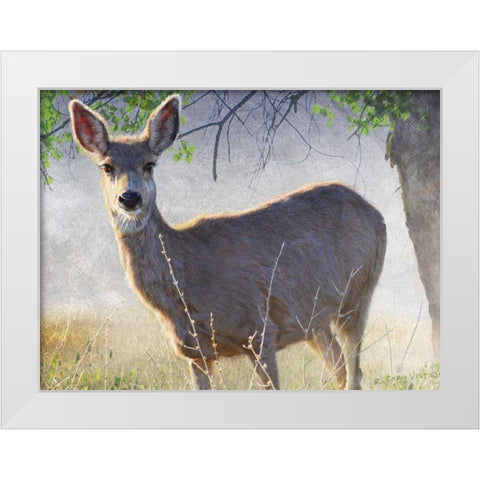 Spring Doe White Modern Wood Framed Art Print by Vest, Chris