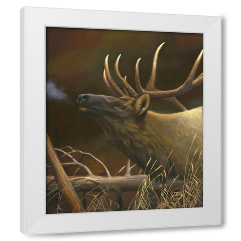 Elk Portrait I White Modern Wood Framed Art Print by Stans, Leo