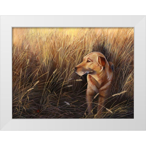 Golden Grass White Modern Wood Framed Art Print by Stans, Leo