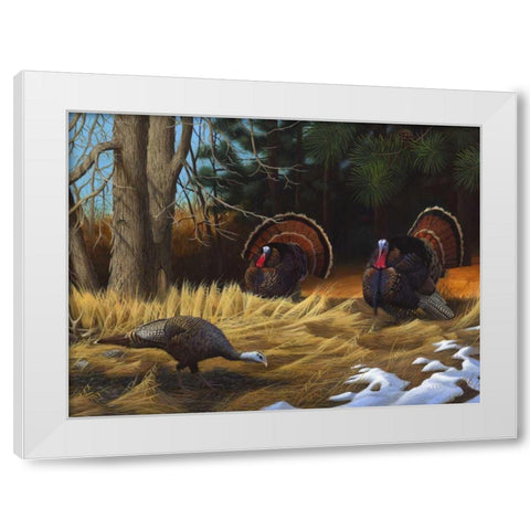 Turkies White Modern Wood Framed Art Print by Stans, Leo