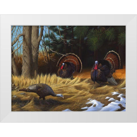 Turkies White Modern Wood Framed Art Print by Stans, Leo