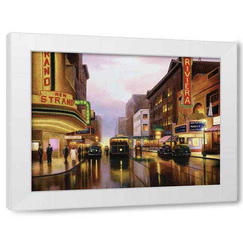 Old City Lights White Modern Wood Framed Art Print by Stans, Leo