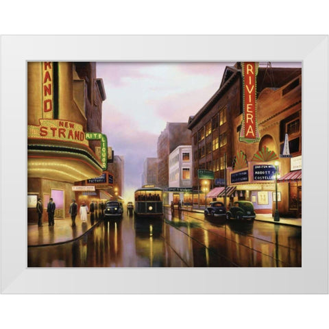 Old City Lights White Modern Wood Framed Art Print by Stans, Leo
