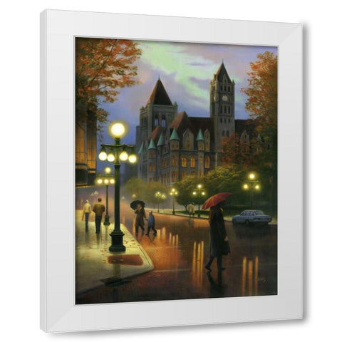 Rainy Twilight White Modern Wood Framed Art Print by Stans, Leo