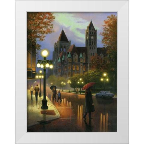 Rainy Twilight White Modern Wood Framed Art Print by Stans, Leo