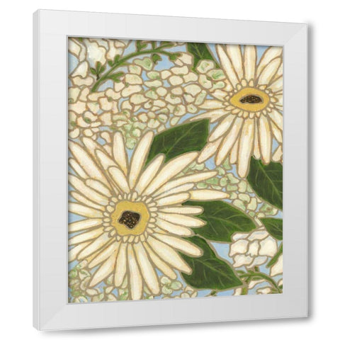 White Flower Spray I White Modern Wood Framed Art Print by Deans, Karen