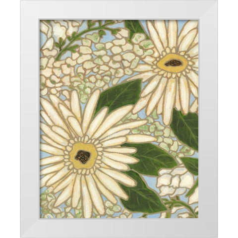 White Flower Spray I White Modern Wood Framed Art Print by Deans, Karen