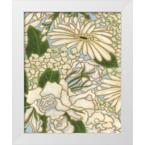 White Flower Spray II White Modern Wood Framed Art Print by Deans, Karen