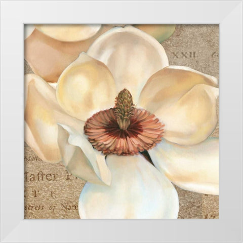 Magnolia Masterpiece I White Modern Wood Framed Art Print by Montillio, Louise