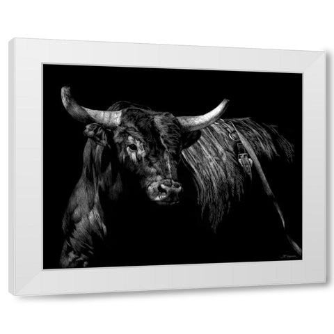 Brindle Rodeo Bull White Modern Wood Framed Art Print by Chapman, Julie T.