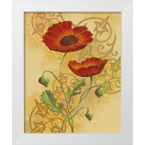 Poppies on Gold II White Modern Wood Framed Art Print by Max, Louise