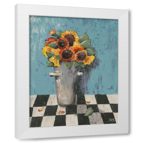 Bright Sunflowers White Modern Wood Framed Art Print by Reynolds, Jade