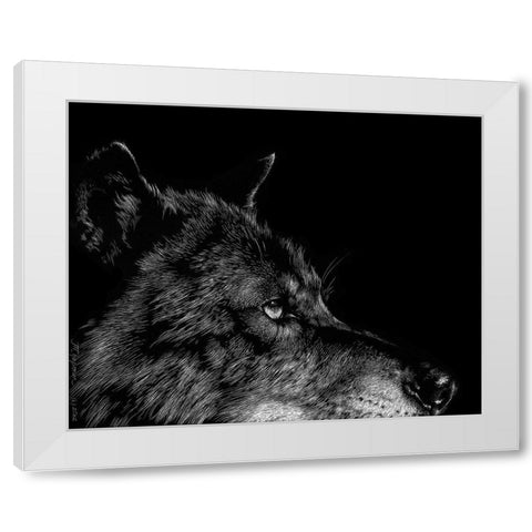 Black Wolf White Modern Wood Framed Art Print by Chapman, Julie T.