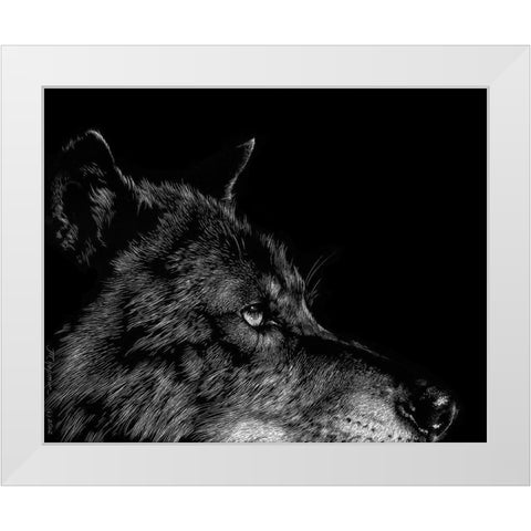 Black Wolf White Modern Wood Framed Art Print by Chapman, Julie T.