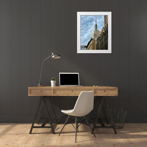 Empire State White Modern Wood Framed Art Print by Chester, Colby