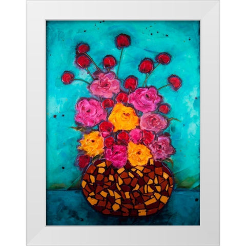 Love and Roses White Modern Wood Framed Art Print by Quin, Marabeth