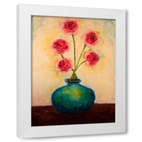 Big Blue Vase White Modern Wood Framed Art Print by Quin, Marabeth