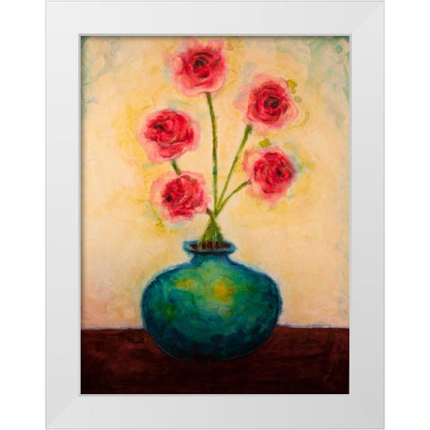 Big Blue Vase White Modern Wood Framed Art Print by Quin, Marabeth