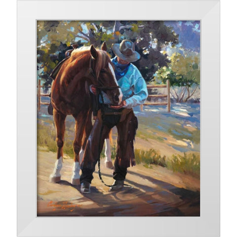 Pardners White Modern Wood Framed Art Print by Hawley, Carolyne
