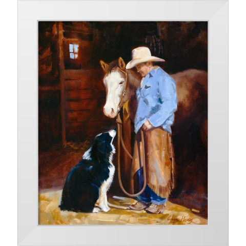 Hey - Buddy White Modern Wood Framed Art Print by Hawley, Carolyne