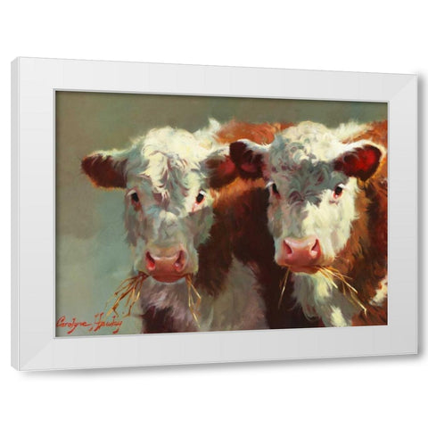 Cow Belles White Modern Wood Framed Art Print by Hawley, Carolyne